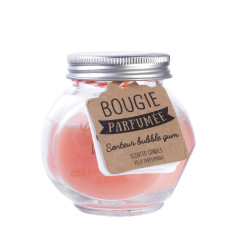 Grossiste bougie bocal gourmandise 8x6.3x8cm rose