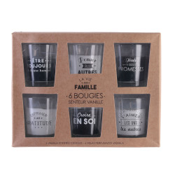 Grossiste bougie en verre x6 famille coffret