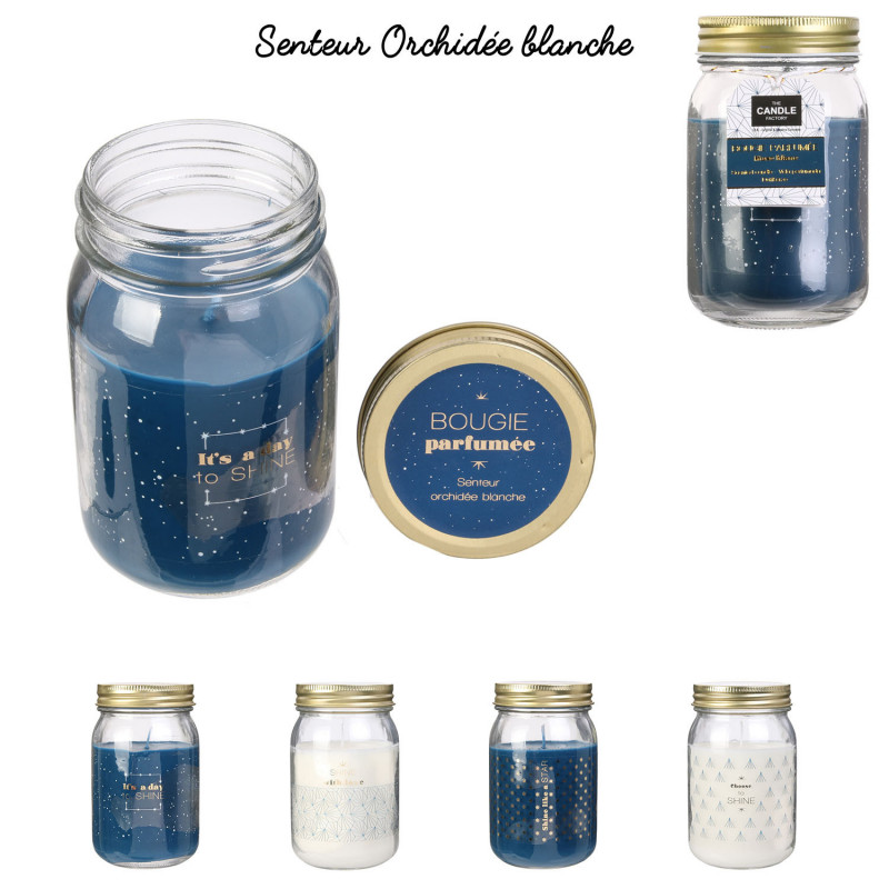 Grossiste bougie parfumée Mason jar senteur orchidée blanche