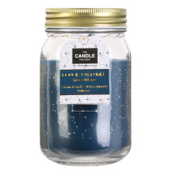 Grossiste bougie parfumée Mason jar bleue senteur orchidée blanche