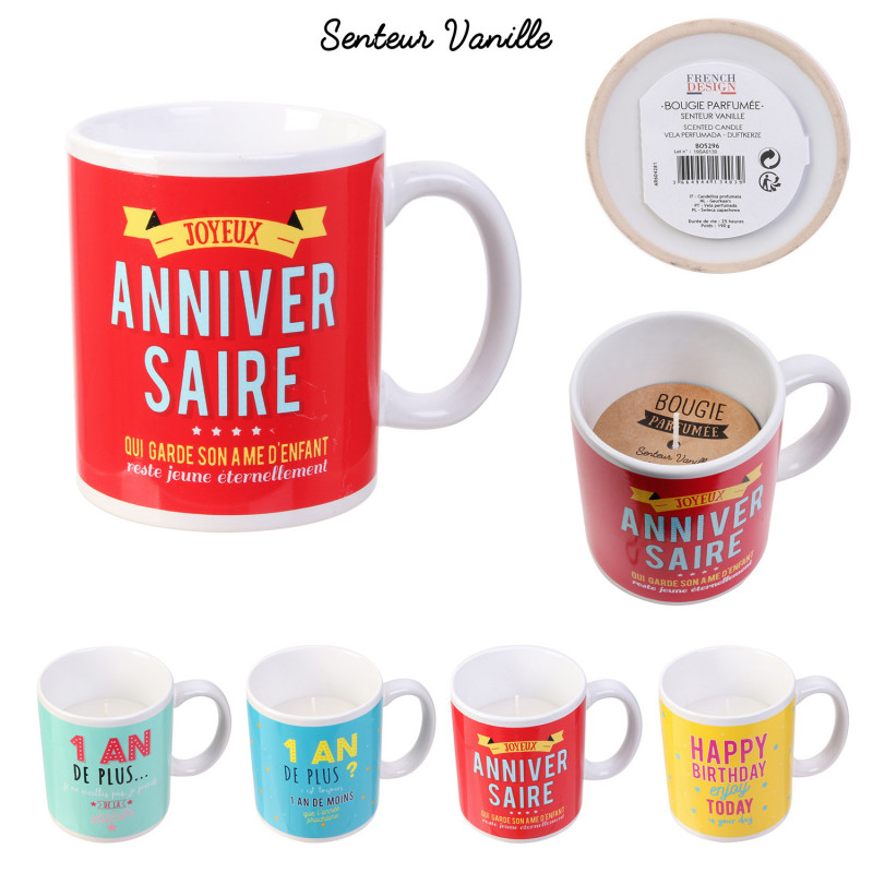 Grossiste bougie mug anniversaire