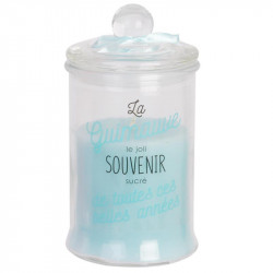 Grossiste bougie bonbonnière gourmandise d9.6x18.4cm bleue