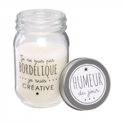 Grossiste bougie Mason jar Humeur du jour blanche