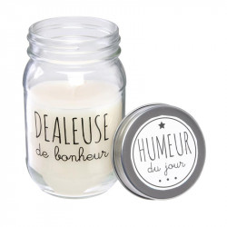 Grossiste bougie Mason jar Humeur du jour blanche