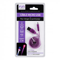 Grossiste et fournisseur. Câble plat lumineux micro USB violet