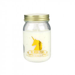 Grossiste bougie Mason jar spécial licorne dorée