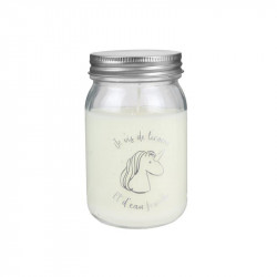 Grossiste bougie Mason jar spécial licorne argentée