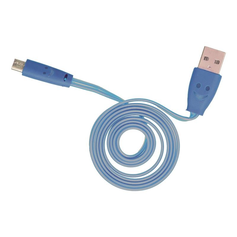 Grossiste et fournisseur. Câble plat lumineux micro USB bleu