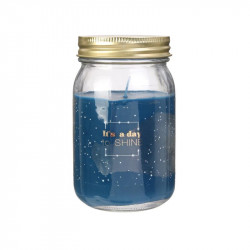 Grossiste bougie parfumée Mason jar bleue senteur orchidée blanche