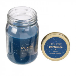 Grossiste bougie parfumée Mason jar bleue senteur orchidée blanche