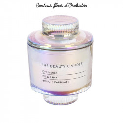 Grossiste bougie écrin The Beauty Candle en verre mauve