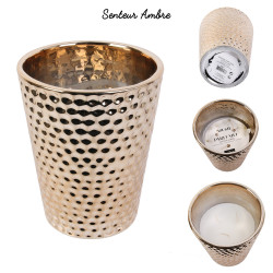 Grossiste bougie vase en céramique martelé en cuivre 16x13cm x4