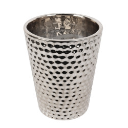 Grossiste bougie vase en céramique martelé en argent