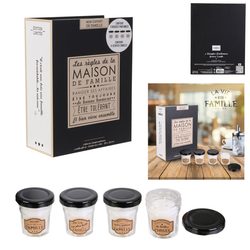 Grossiste coffret de bougie en verre Pot de confiture x4 en forme de livre