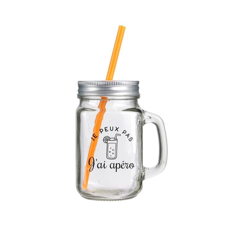 Grossiste et fournisseur. Mason Jar Je peux pas de 45 cl orange