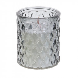 Grossiste bougie en verre ciselé à mèche en bois grise