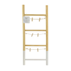 Grossiste porte-photo échelle bois avec 6 pinces 25x60x2.5cm