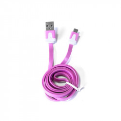 Grossiste et fournisseur. Câble plat micro USB pour charger et synchroniser rose