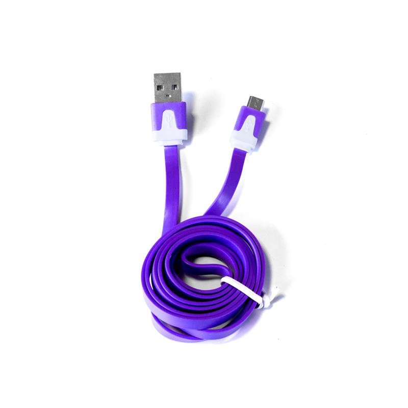 Grossiste et fournisseur. Câble plat micro USB pour charger et synchroniser violet