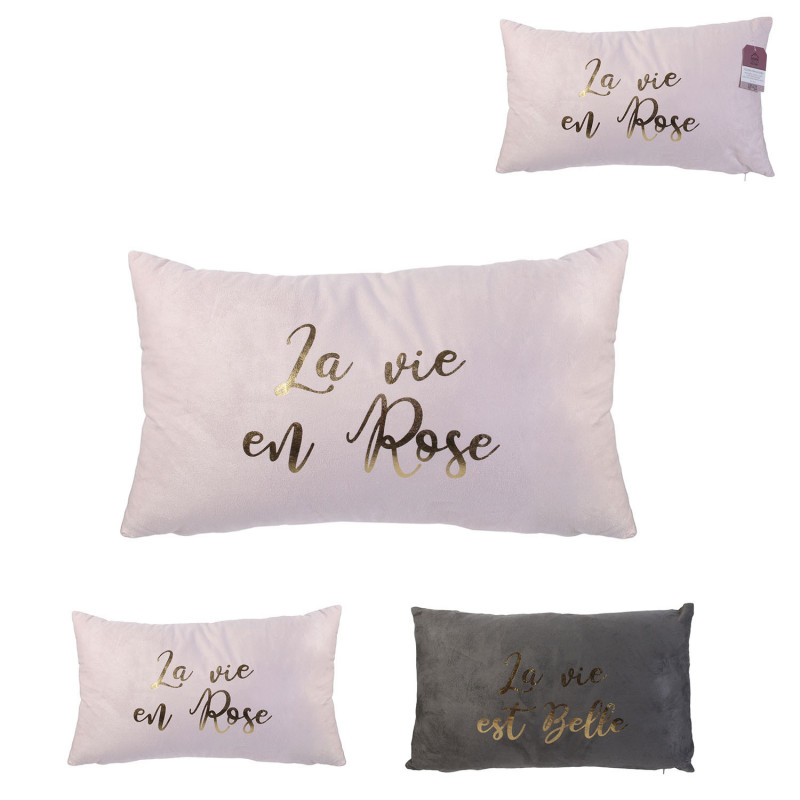 Grossiste coussin suedine message 30x50cm