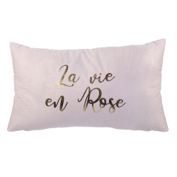 Grossiste coussin suédine avec message 30x50cm rose