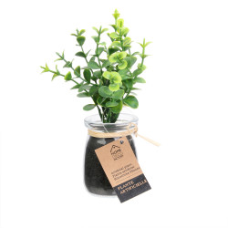 Grossiste plante artificielle dans un pot en verre rafia 12cm