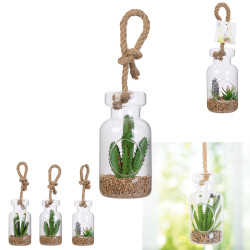 Grossiste plante artificielle suspension en verre 20cm