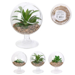 Grossiste plante artificielle verre à pied 13.5cm