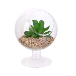 Grossiste plante artificielle en verre à pied 13.5cm