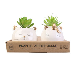 Grossiste plante artificielle spécial chat / licorne en céramique