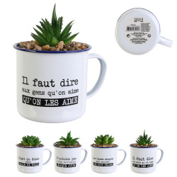 Grossiste plante artificielle dans un mug émaillé ensemble