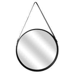 Grossiste miroir rond noir avec anse 50cm