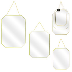 Grossiste miroir angles obliques x3 tailles finition or