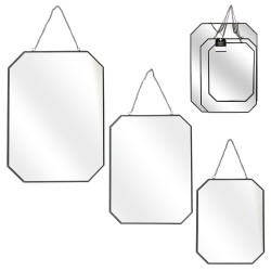 Grossiste miroir aux angles obliques x3 tailles avec finition noir