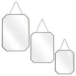 Grossiste miroir aux angles obliques x3 tailles avec finition noir