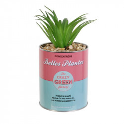 Grossiste plante artificielle cactus dans un pot en métal rouge et bleu