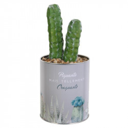 Grossiste plante artificielle cactus dans un pot en métal gris