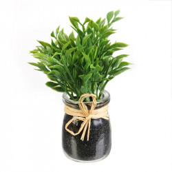 Grossiste plante artificielle dans un pot en verre rafia 12cm