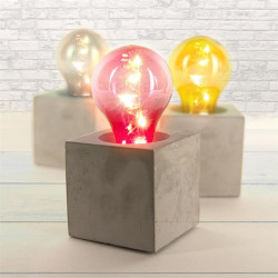 Grossiste lampe à poser en ciment et ampoule colorée LED