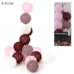 Grossiste guirlande aux boules rouges et rose 20 LED - 3m45