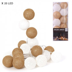 Grossiste guirlande aux boules blanches et dorées 20 LED - 3m45