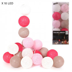 Grossiste guirlande aux boules rose, blanches et fuschia 10 LED - 1m75