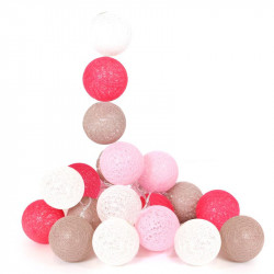 Grossiste guirlande aux boules rose, blanches et fuschia 10 LED - 1m75