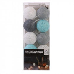 Grossiste guirlande aux boules bleues, blanches, gris clair et gris foncé 10 LED - 1m75