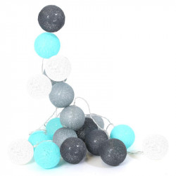 Grossiste guirlande aux boules bleues, blanches, gris clair et gris foncé 10 LED - 1m75