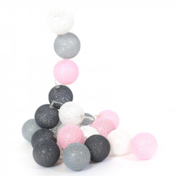 Grossiste guirlande aux boules rose, blanches, gris clair et gris foncé 10 LED - 1m75