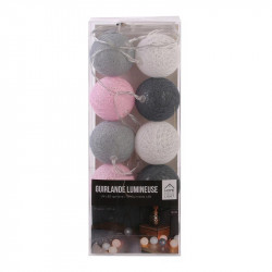 Grossiste guirlande aux boules rose, blanches, gris clair et gris foncé 10 LED - 1m75