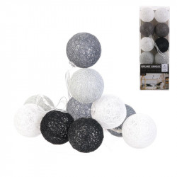 Grossiste guirlande 10 LED aux boules grises, noires et blanches - 4x192cm