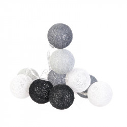 Grossiste guirlande 10 LED aux boules grises, noires et blanches - 4x192cm