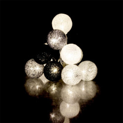 Grossiste guirlande 10 LED aux boules grises, noires et blanches - 4x192cm